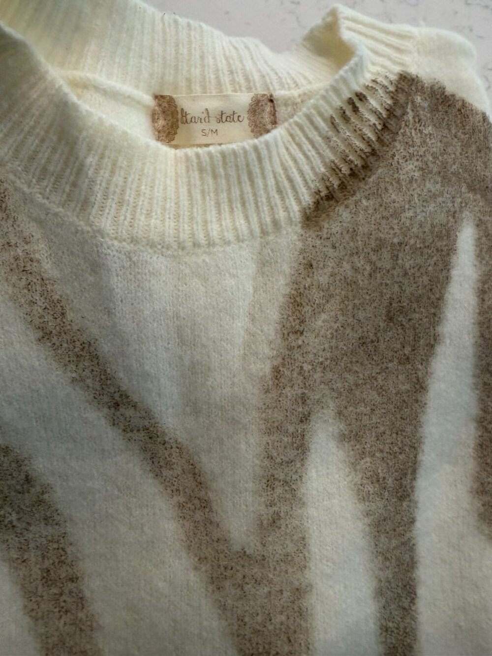 NWT S/M Altar'd State Ivory/Mocha striped Sweater